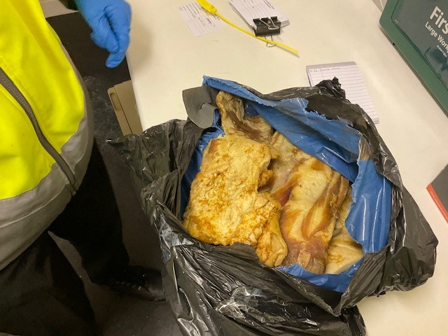A bin bag full of illegal pork confiscated by SCPHA.