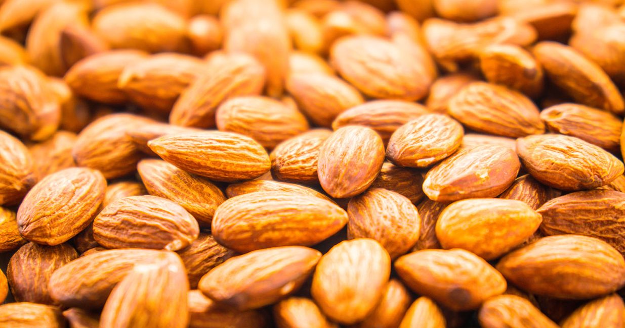 Almonds nut textures and surface with pattern for background